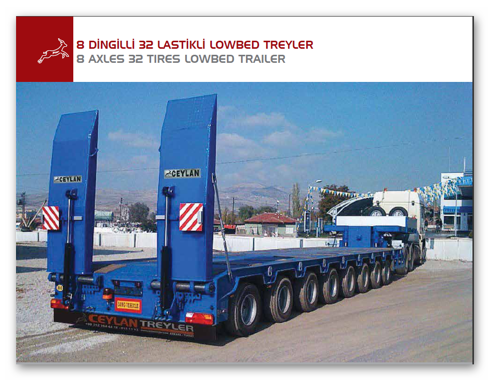 8 AXLES 32 TIRES LOWBED TRAILER